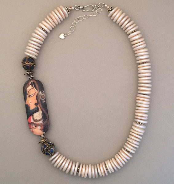 Coin Pearl and Silver Statement Necklace