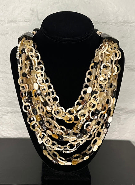 Multi-Strand Horn Statement Necklace