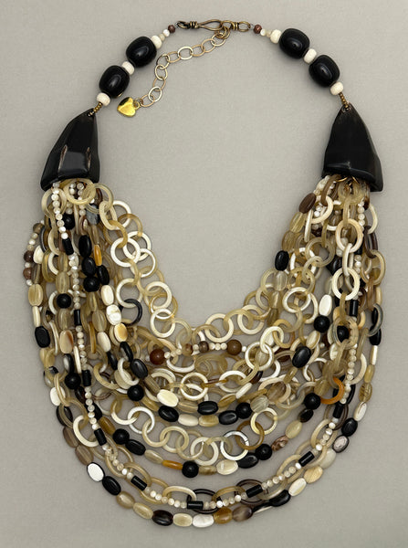 Multi-Strand Horn Statement Necklace