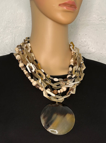 2-Piece Multi-Strand Horn Statement Necklace