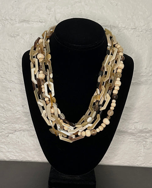 2-Piece Multi-Strand Horn Statement Necklace