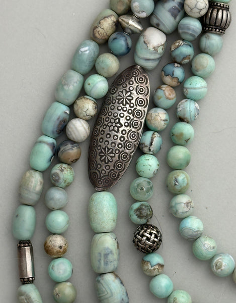 Aqua Terra Agate and Silver Statement Necklace