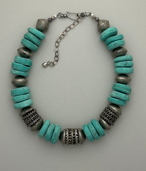 Afghan Glazed Clay Statement Necklace