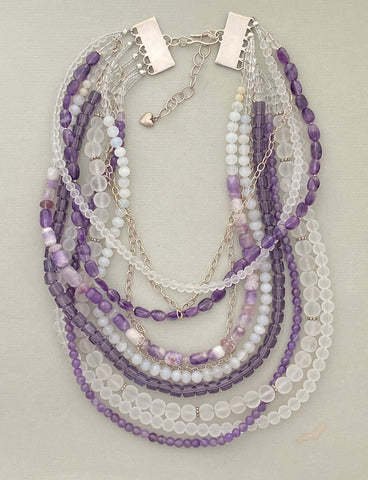 Multi-Strand Tibetan Glass and Silver Statement Necklace – Sharon Cipriano  Jewelry